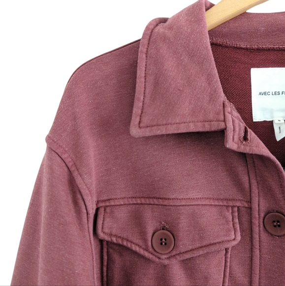 AVEC LES FILLES French Terry Mauve Pink Shacket Size Small - Picture 6 of 13